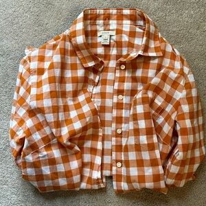 J. Crew Orange Gingham Button Down Blouse